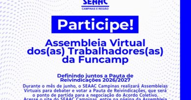 Prazo para a inclusão de cláusulas da Pauta de Reivindicações dos trabalhadores da Funcamp começa nesta segunda, dia 15 de junho