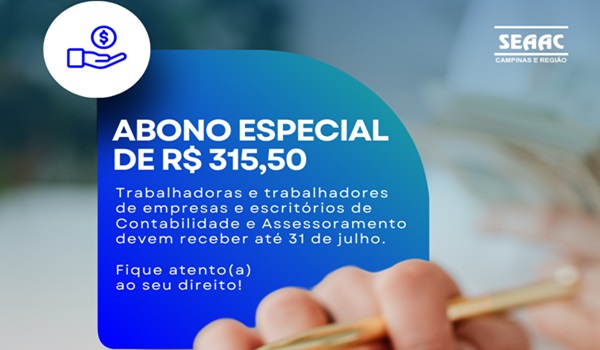 EscritÃ³rios e empresas de Contabilidade e Assessoramento devem pagar o abono especial atÃ© 31 de julho