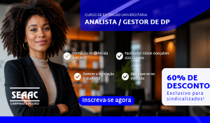 SEAAC está com inscrições abertas para o curso de Extensão Universitária Analista/Gestor de DP com o facilitador Gilson Gonçalves
